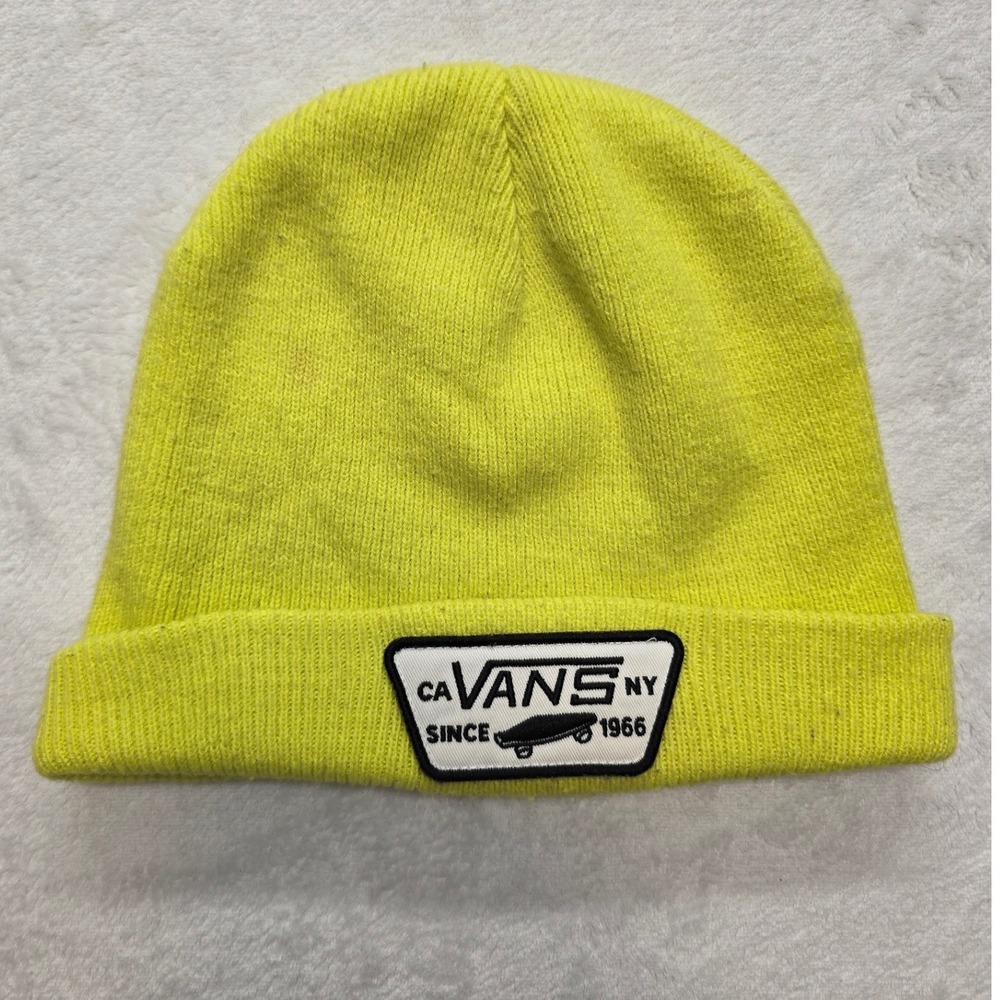 Vans Off The Wall Cuffed Beanie Neon Yellow Lime Green Knit Skater Hat OSFM